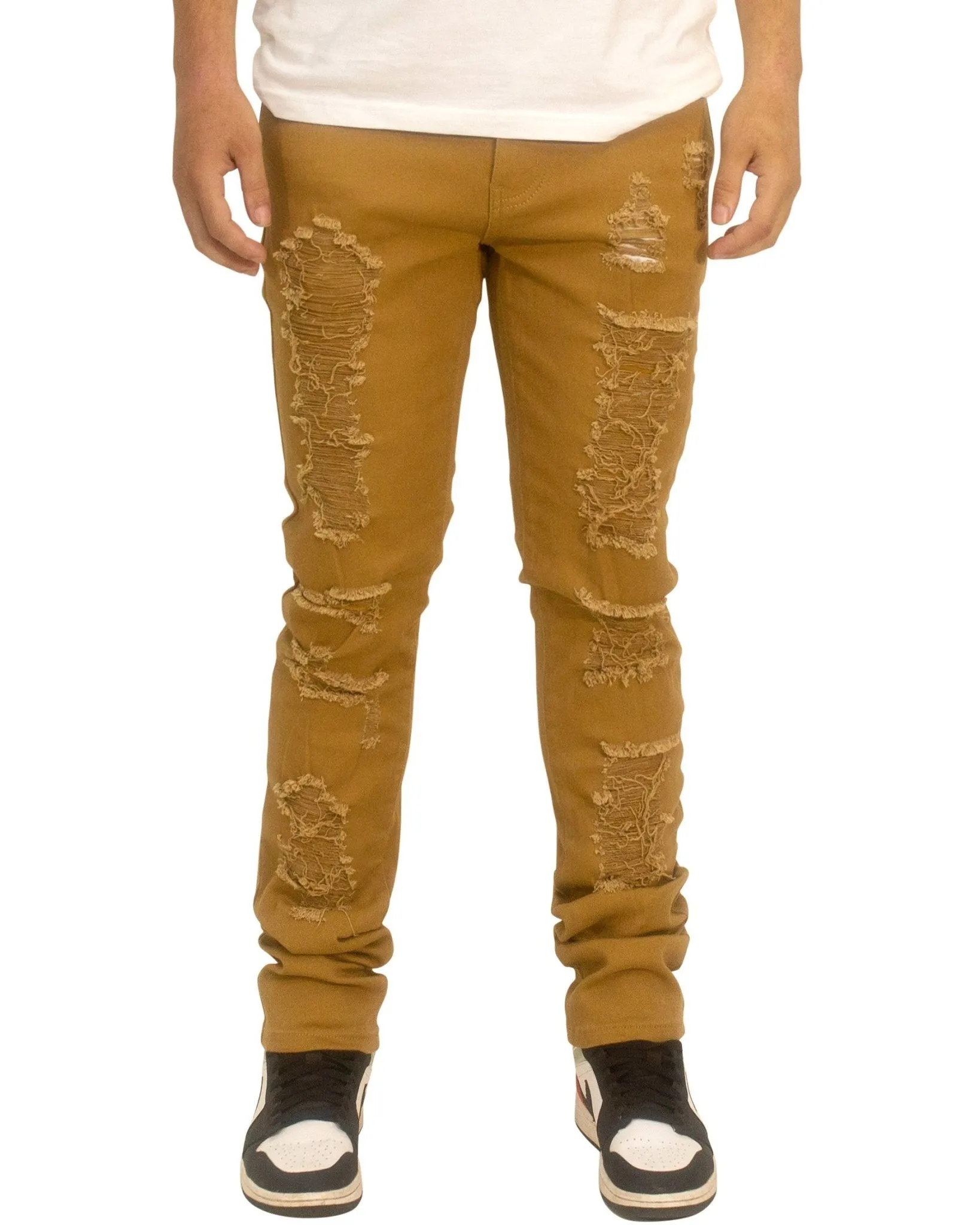 Rip & Repair Twill Skinny Pants – Distressed Look with Streetwear Edge