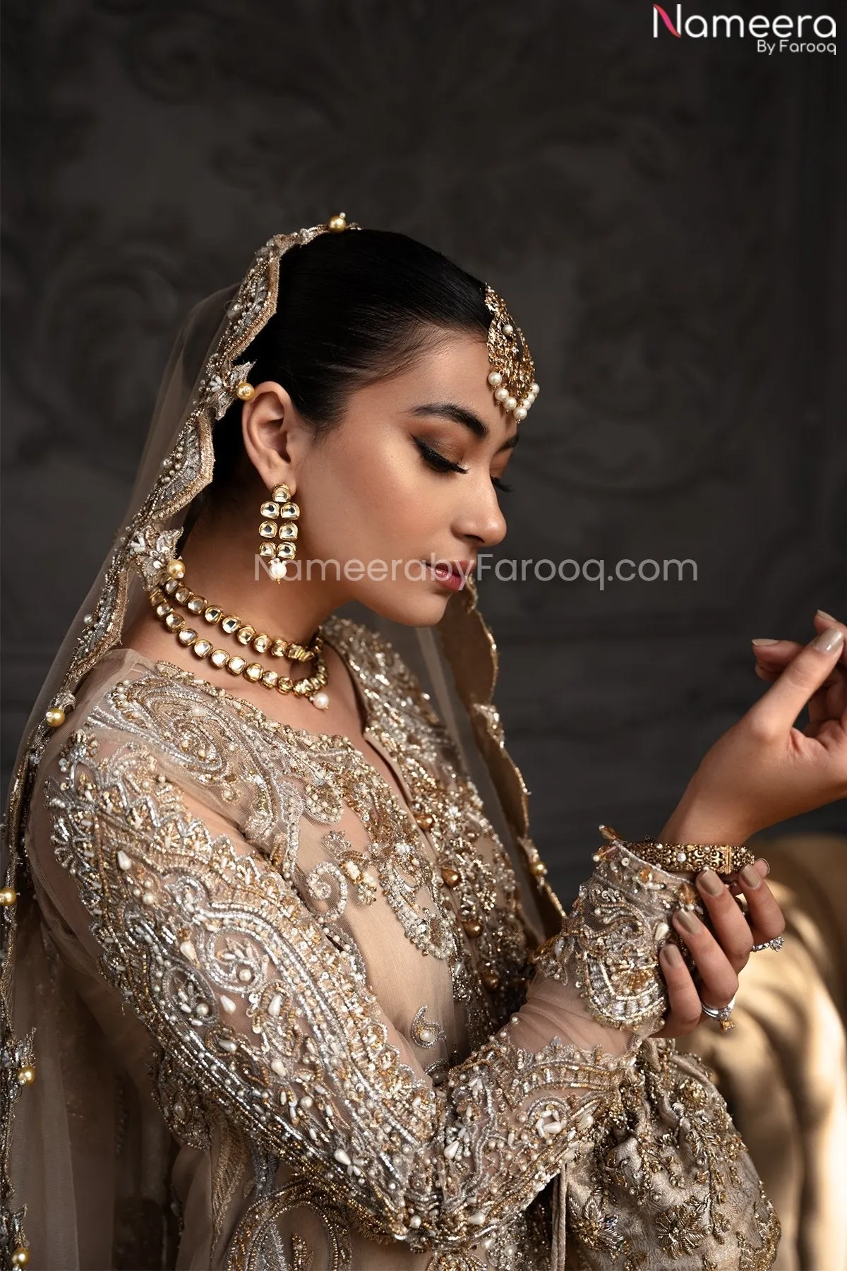 Rust Gold Bridal Sharara Suits With Long Kameez #BN1032