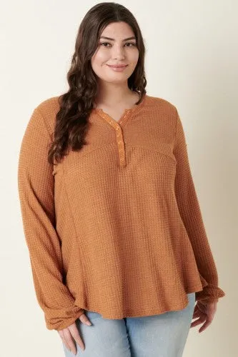 Rusty Meerkat Waffle Henley L/S Top