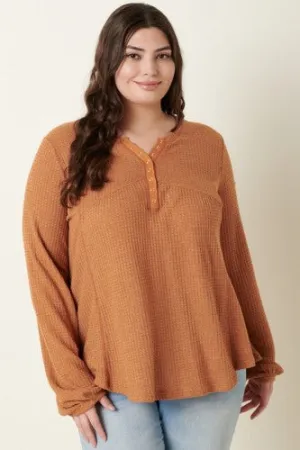 Rusty Meerkat Waffle Henley L/S Top