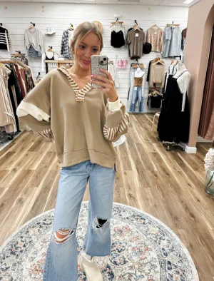 Sadie Taupe and Cream Pullover