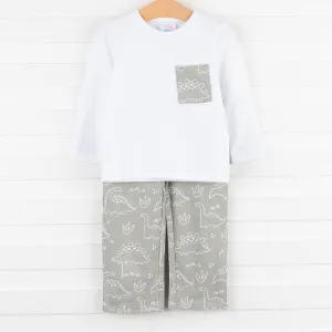 Sage Dinos Pant Set, Green