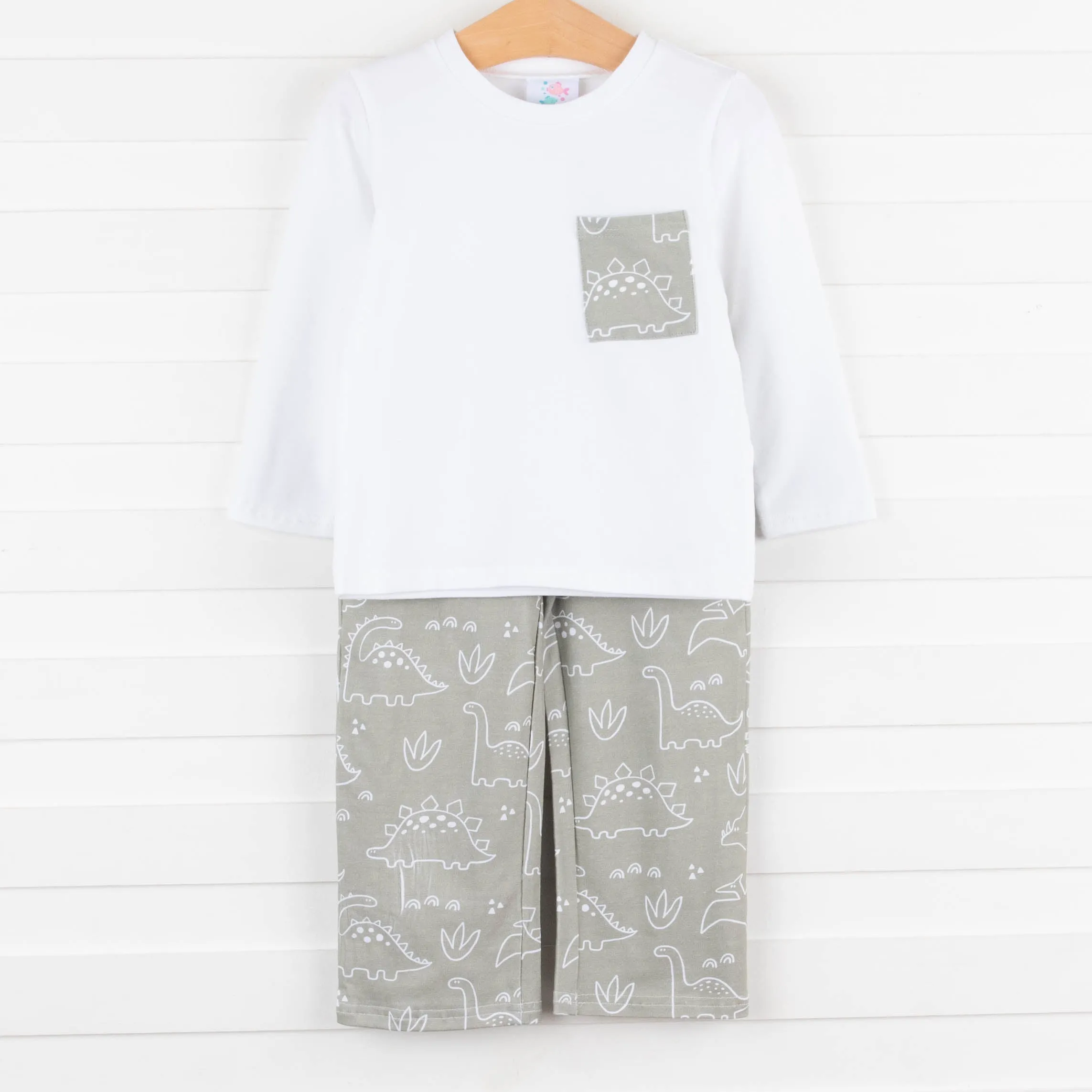 Sage Dinos Pant Set, Green