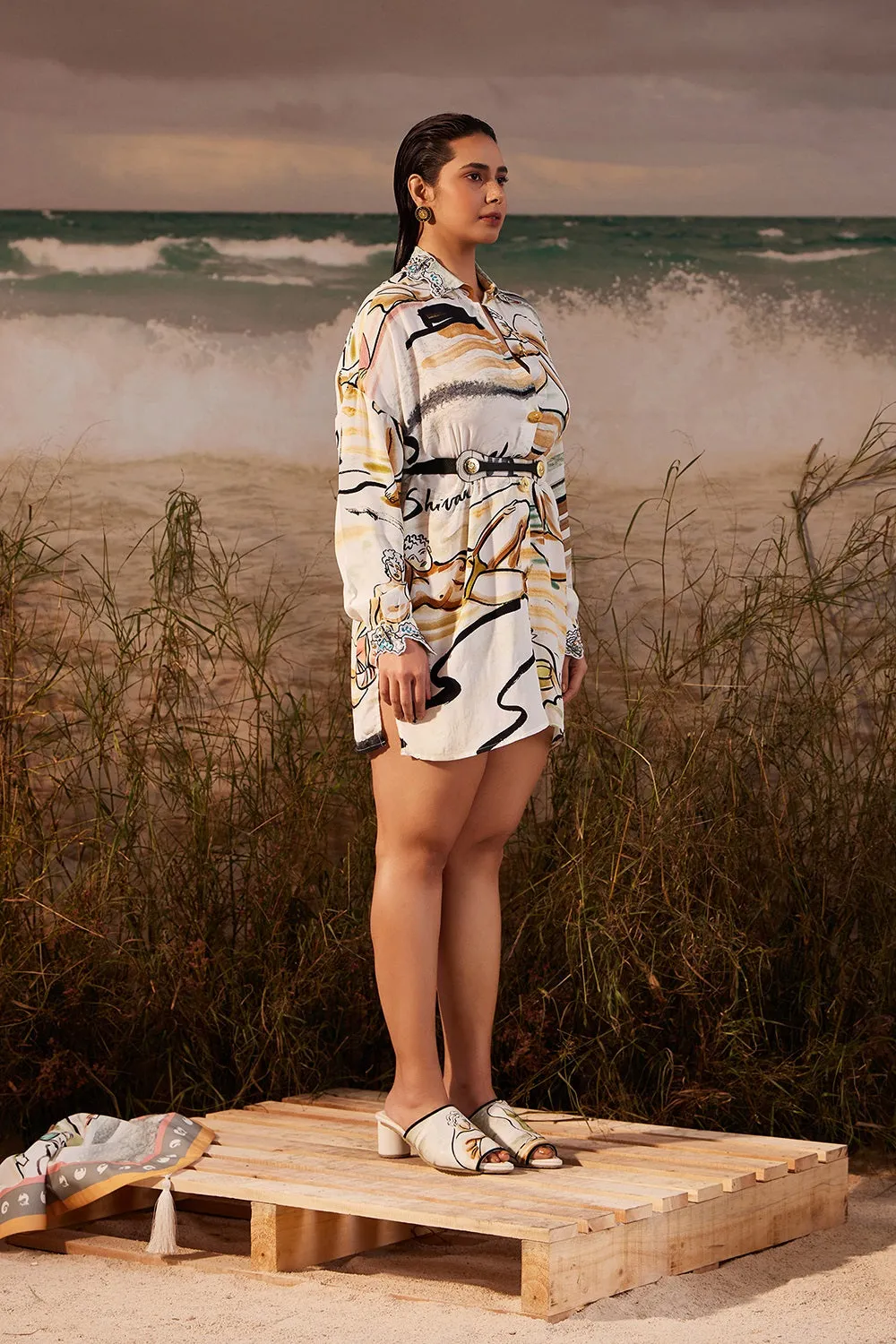 Saun Resort Shirt Dress with Lace