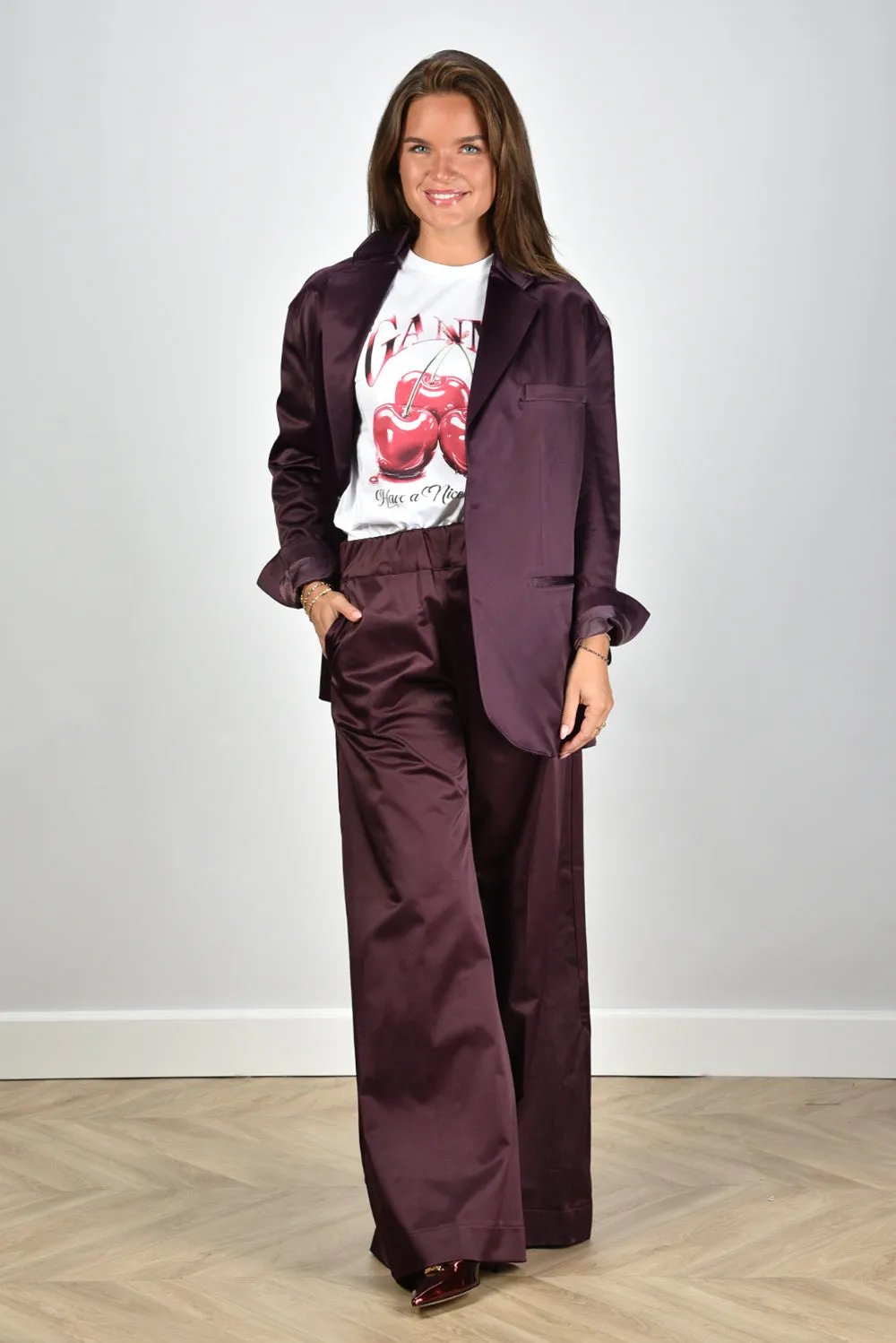 Sea Me Happy blazer Bailey Shiny Cotton plum