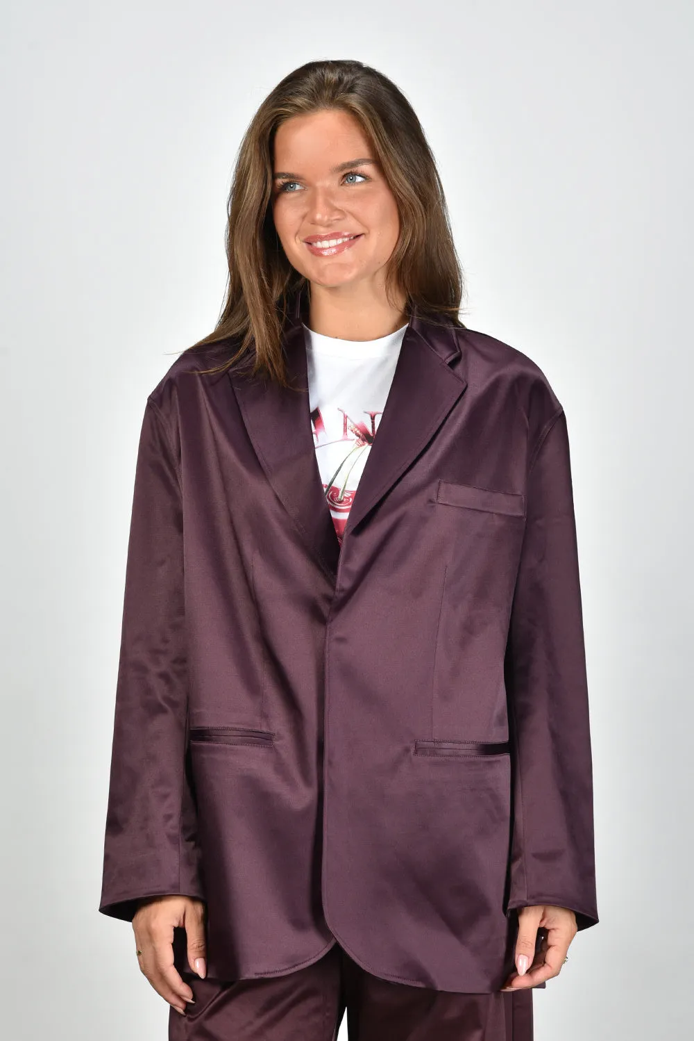 Sea Me Happy blazer Bailey Shiny Cotton plum