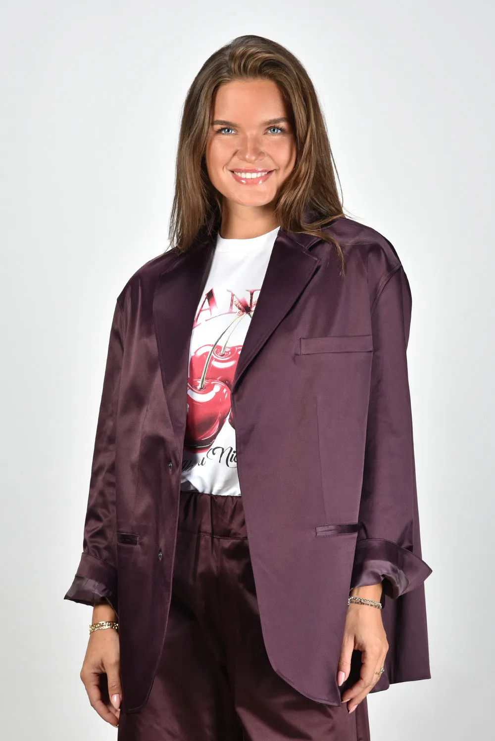 Sea Me Happy blazer Bailey Shiny Cotton plum