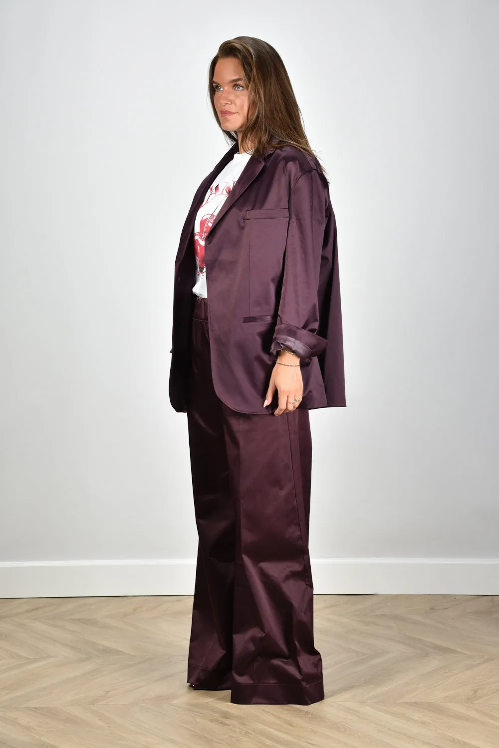 Sea Me Happy blazer Bailey Shiny Cotton plum