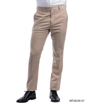 Sean Alexander Mid Tan Performance Stretch Skinny Dress Pants For Men