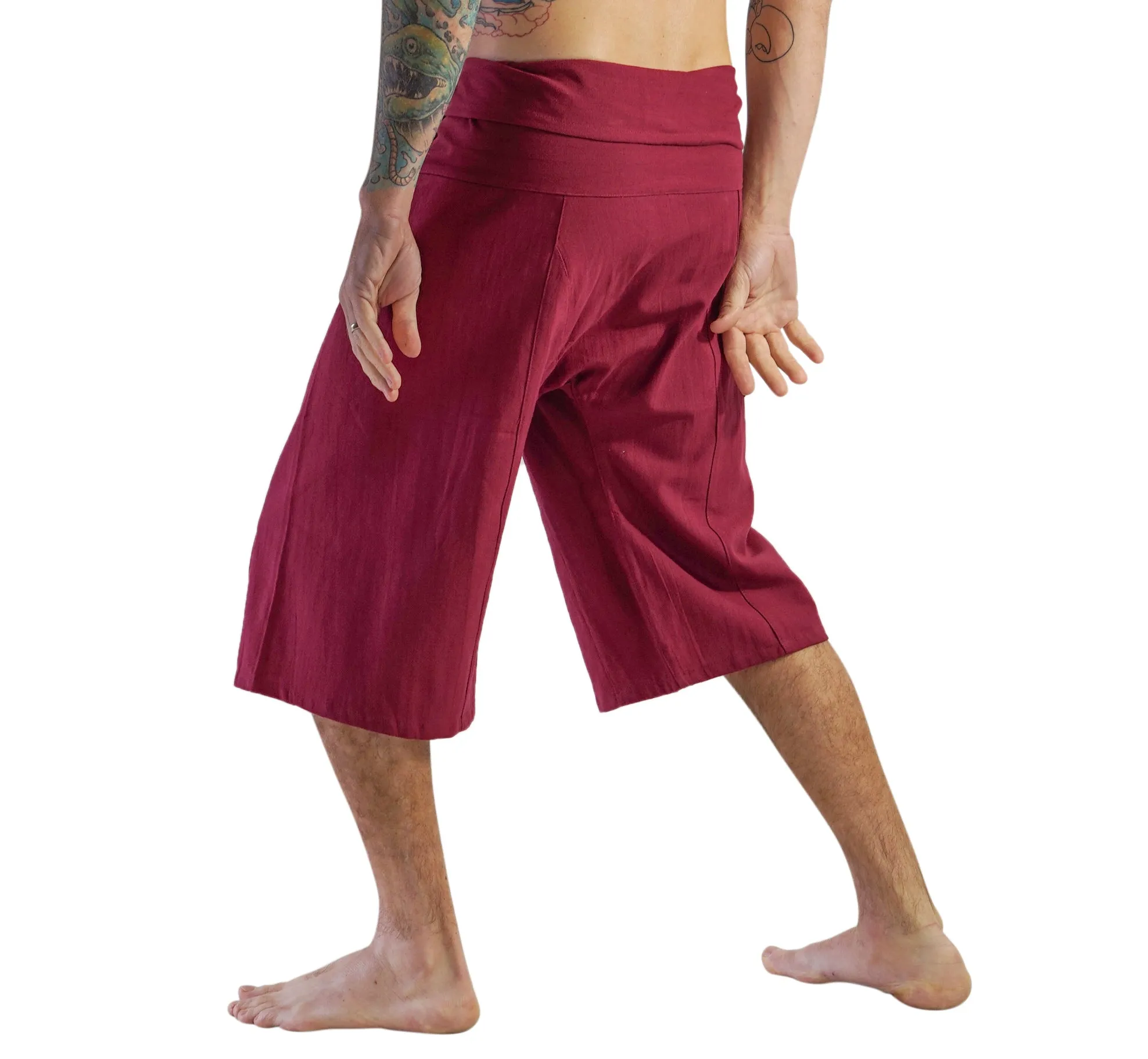 'Short Thai Fisherman Pants' -  Burgundy Red