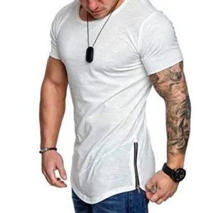 Side Zipper Breathable Casual T Shirts