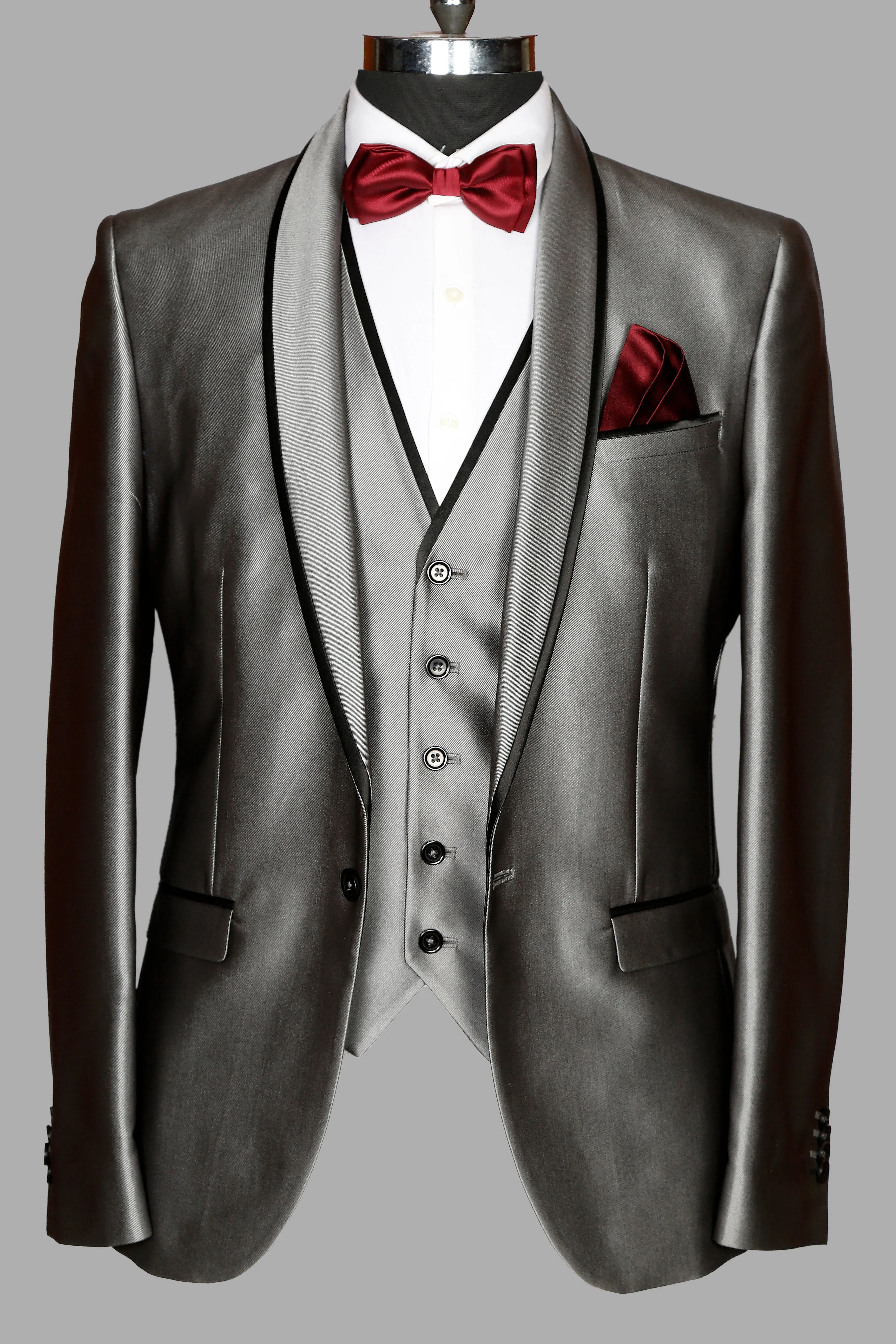 Silver Textured Designer 3pcs Suit