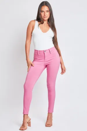 Size Small-3X Hyper Stretch Mid-Rise Skinny Pants Pink