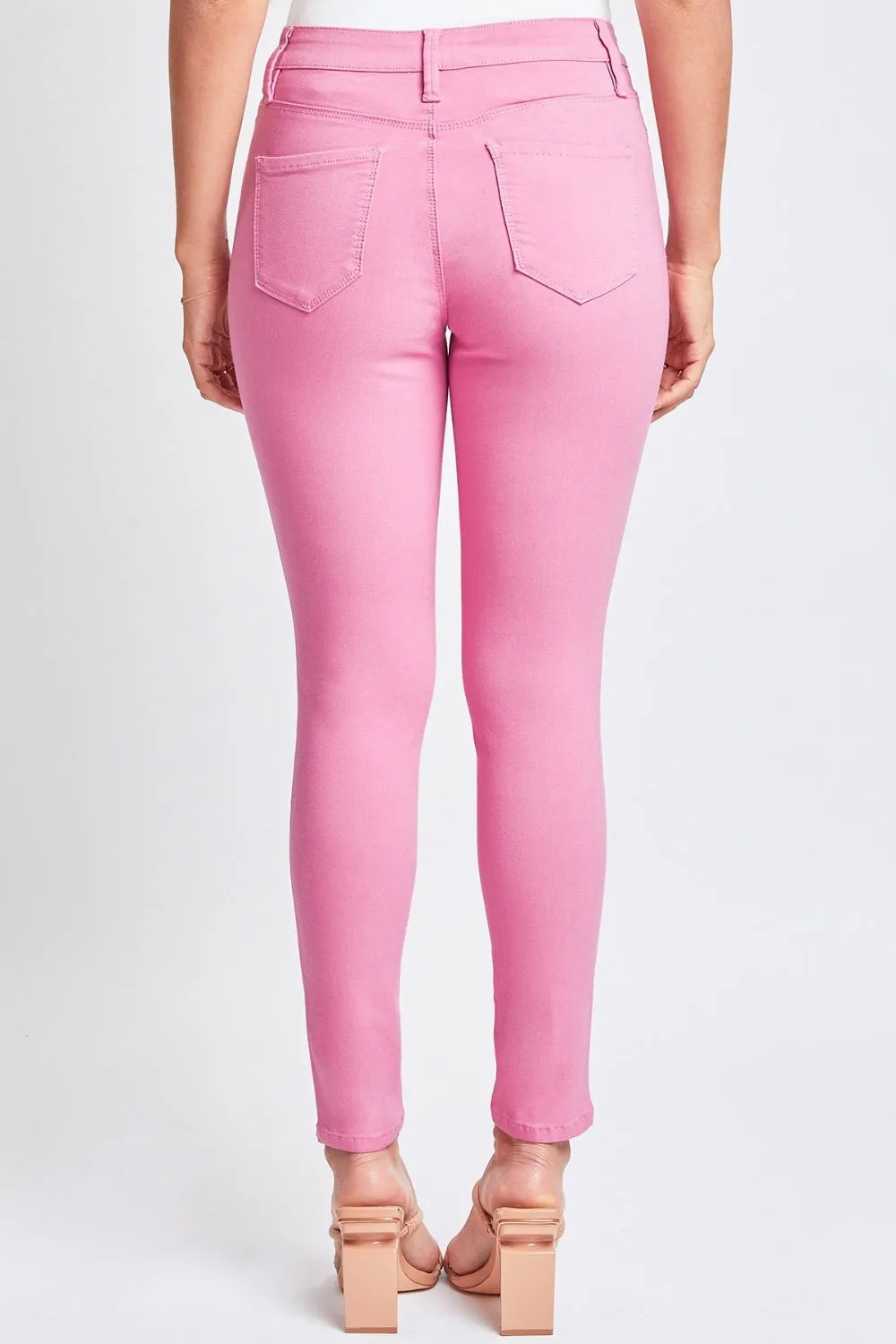 Size Small-3X Hyper Stretch Mid-Rise Skinny Pants Pink