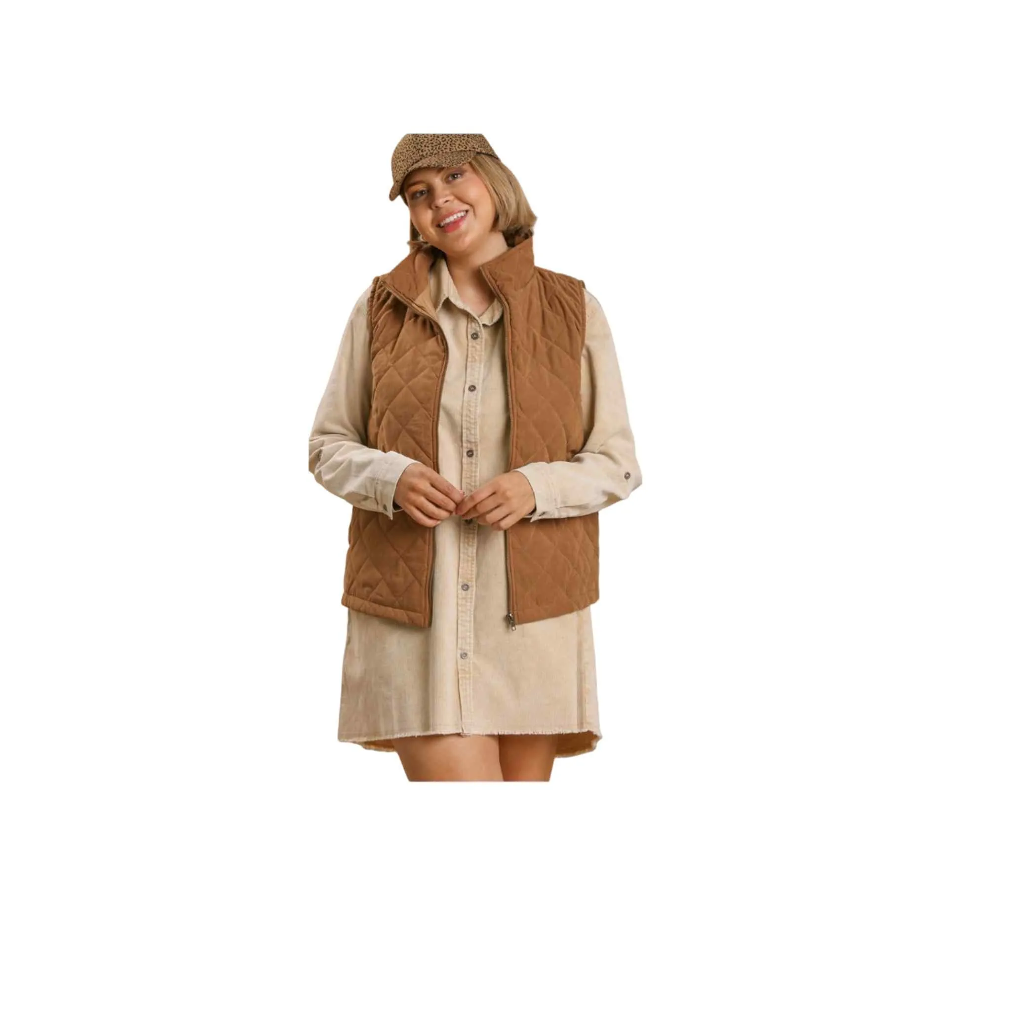 Sleeveless Quilted Zip Front Vest