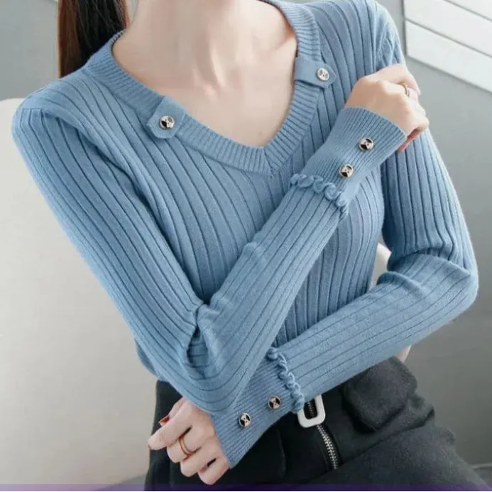 Slim-Fit Knit Long Sleeve Tops