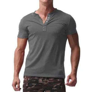 Solid Color Casual Buttons T Shirts