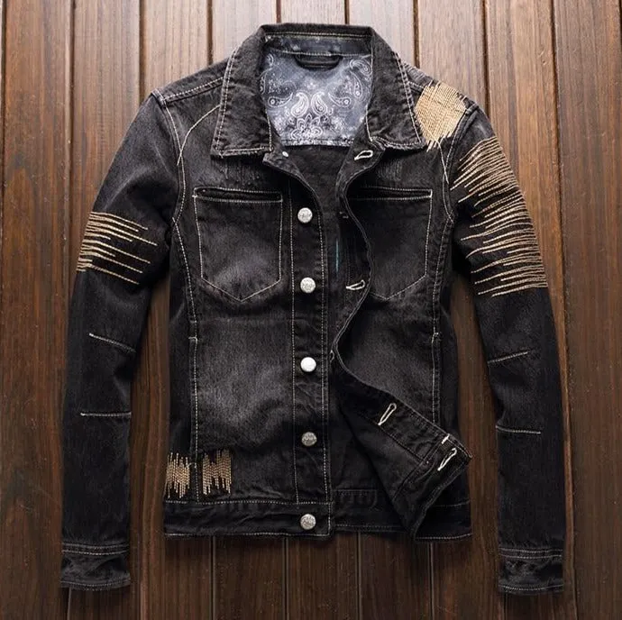 Spring and autumn black cowboy coat male