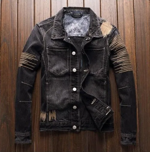 Spring and autumn black cowboy coat male