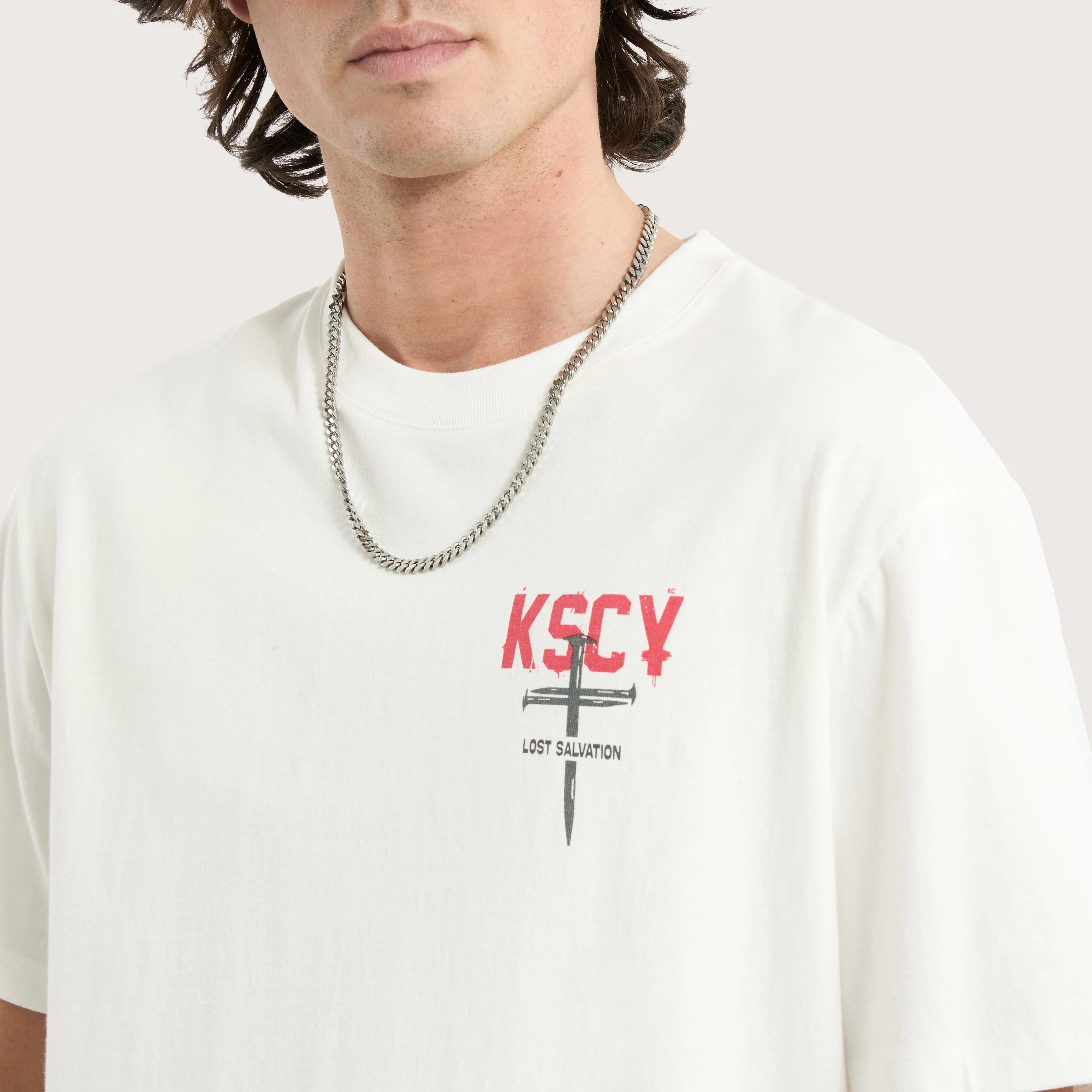 Stormed Relaxed Tee Natural White