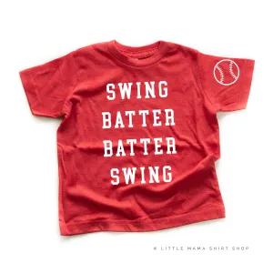 Swing Batter Batter Swing - Baseball Detail on Sleeve - Short Sleeve Child STAR Shirt
