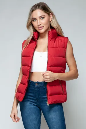 Tabitha Red Zip Up Puffy Vest with Pockets