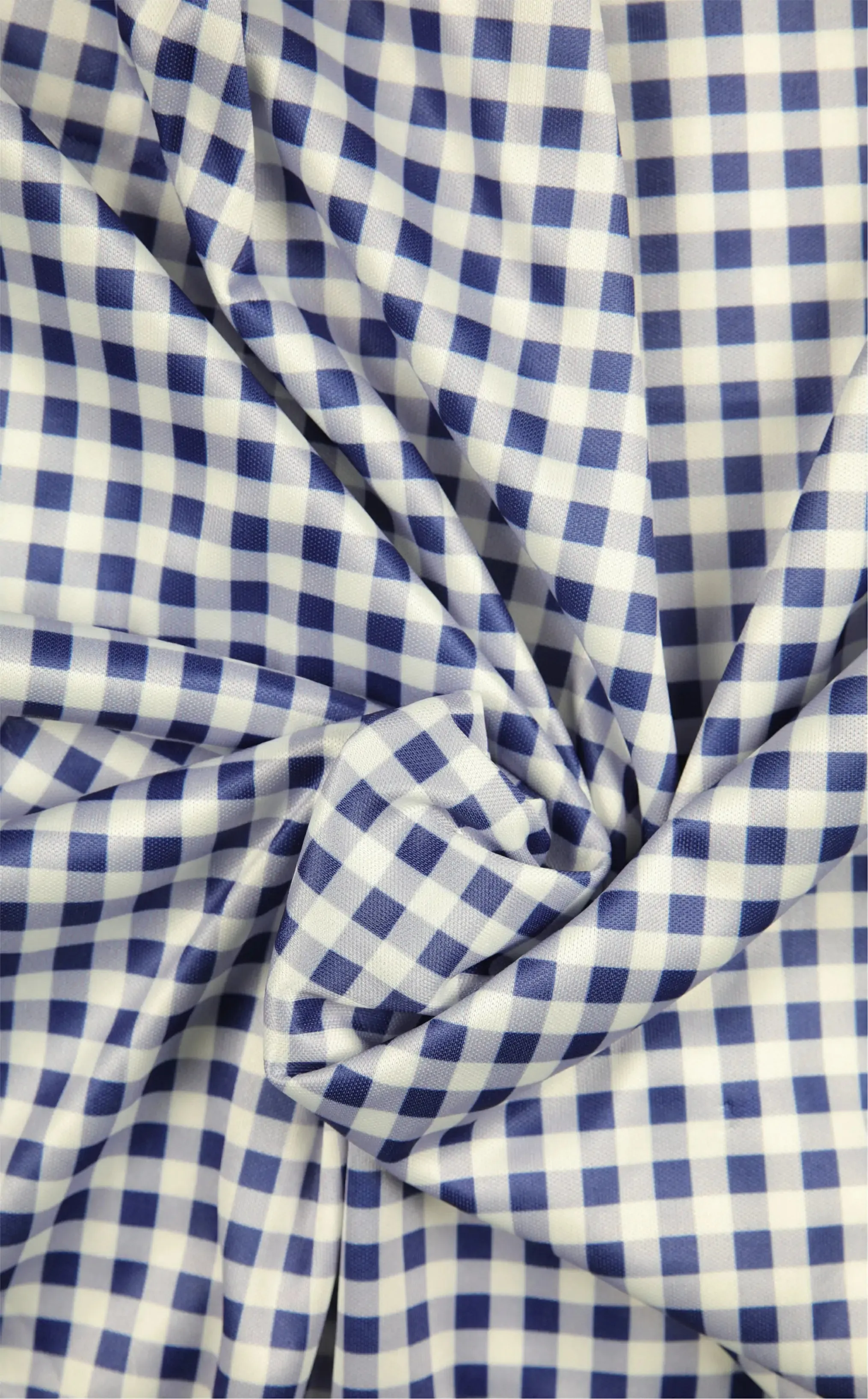 The Dressy Shirt Semi-Spread Collar Collar Navy and White Gingham