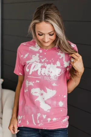 The Pulse Boutique Bleached Graphic Tee- Pink