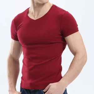 themeisles New Tops Men T Shirt Fitness T-shirts Mens V neck Man T-shirt For Male Tshirts M-4XL Plue Size B0667