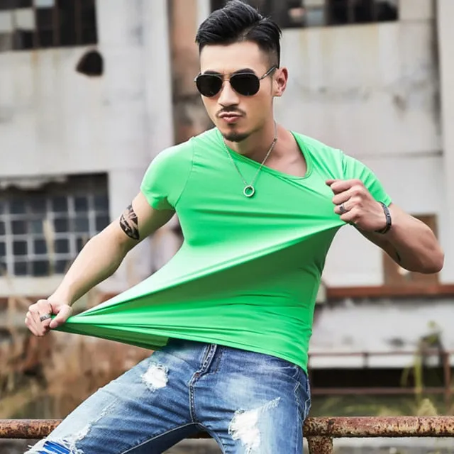 themeisles New Tops Men T Shirt Fitness T-shirts Mens V neck Man T-shirt For Male Tshirts M-4XL Plue Size B0667
