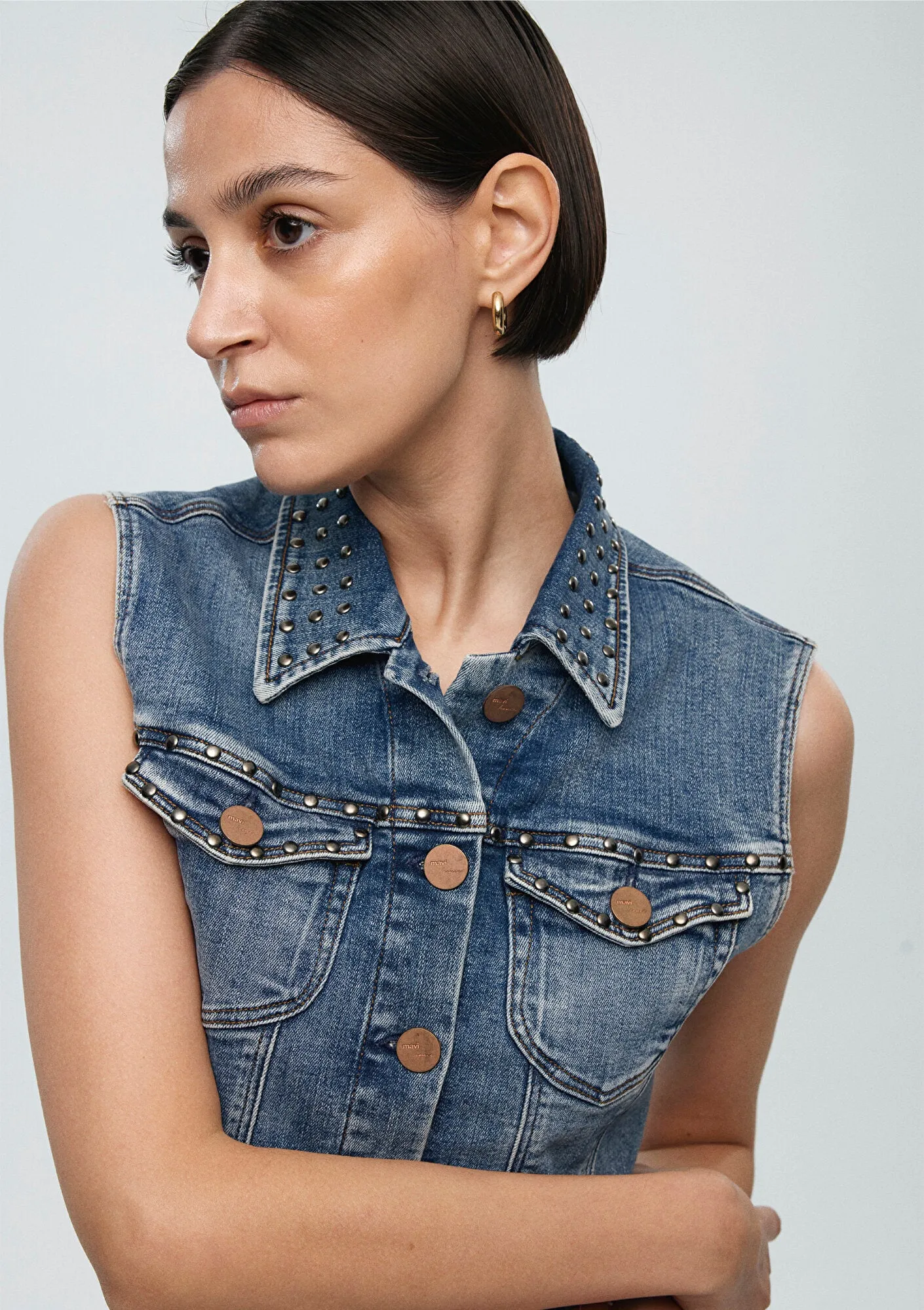 Tibby Studded Mid Vintage Jean Vest