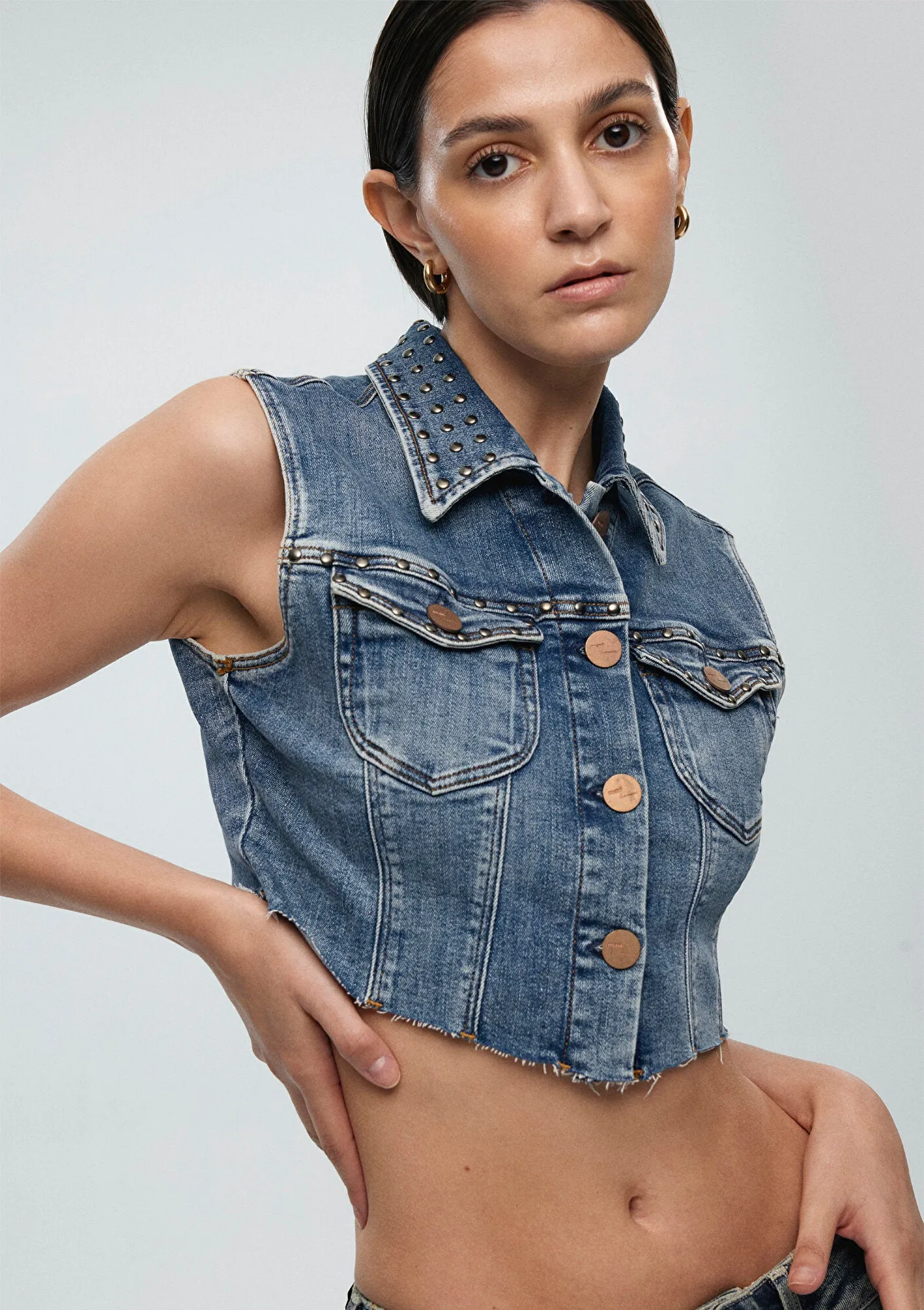 Tibby Studded Mid Vintage Jean Vest
