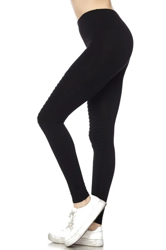 TIFFANY MOTO COTTON LEGGING-BLACK-