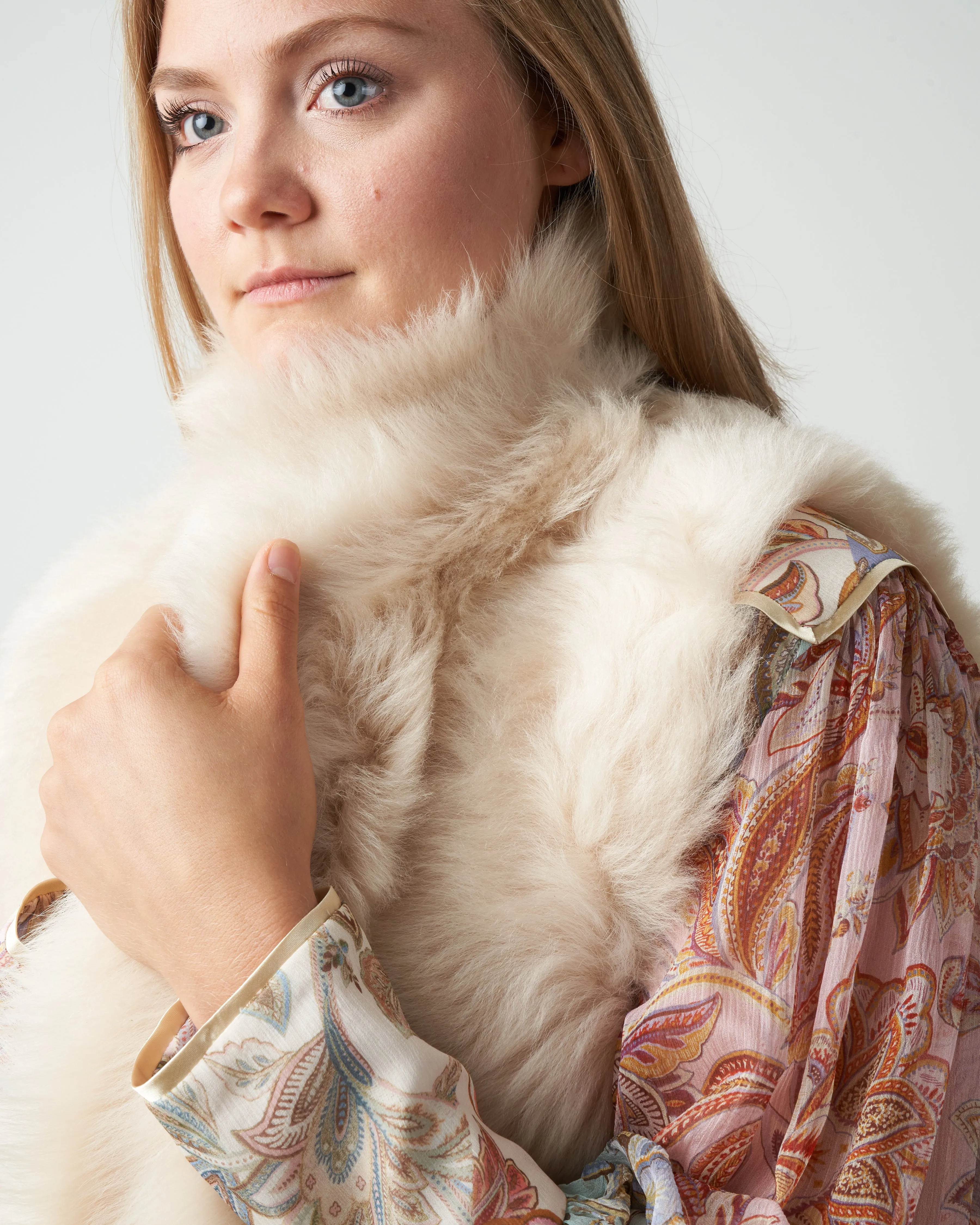 toscano rough cut gilet - buttermilk