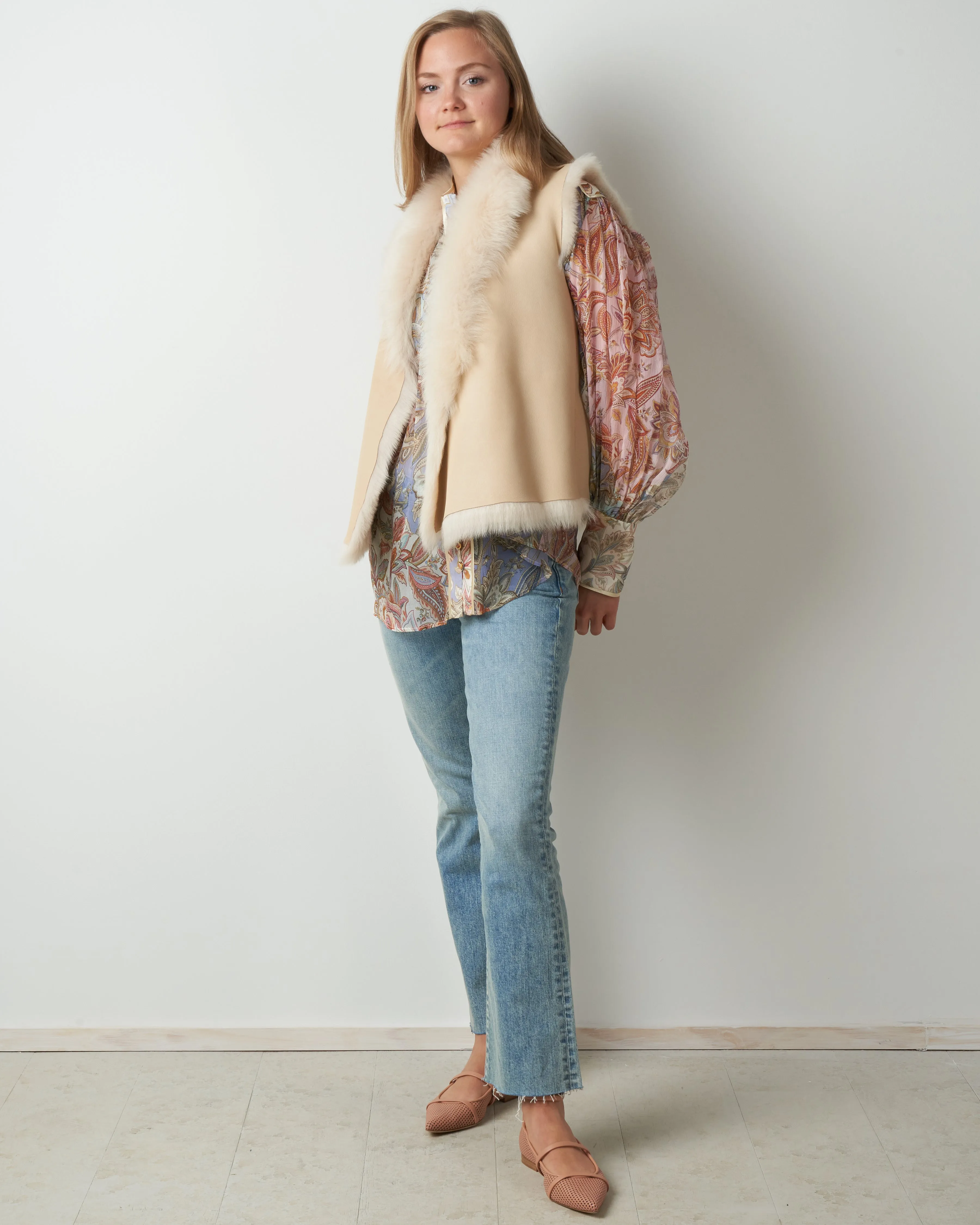 toscano rough cut gilet - buttermilk