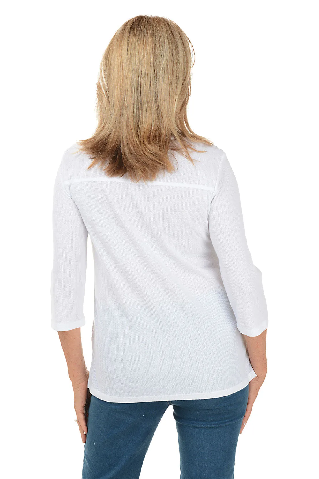 Triple Button Henley Waffle Knit Top