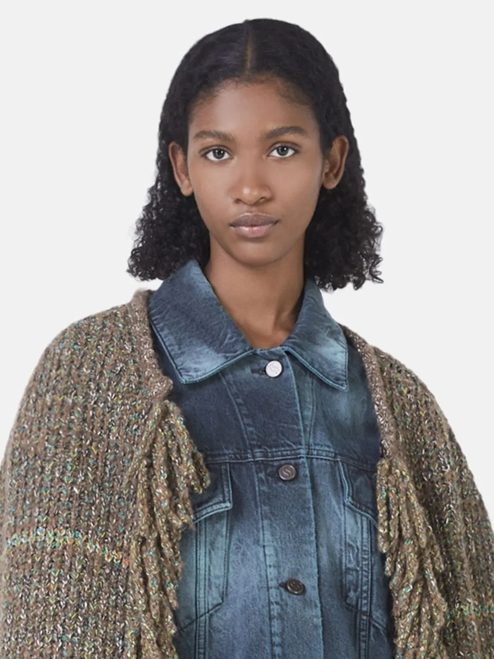 Tweed Knit Cape Coat