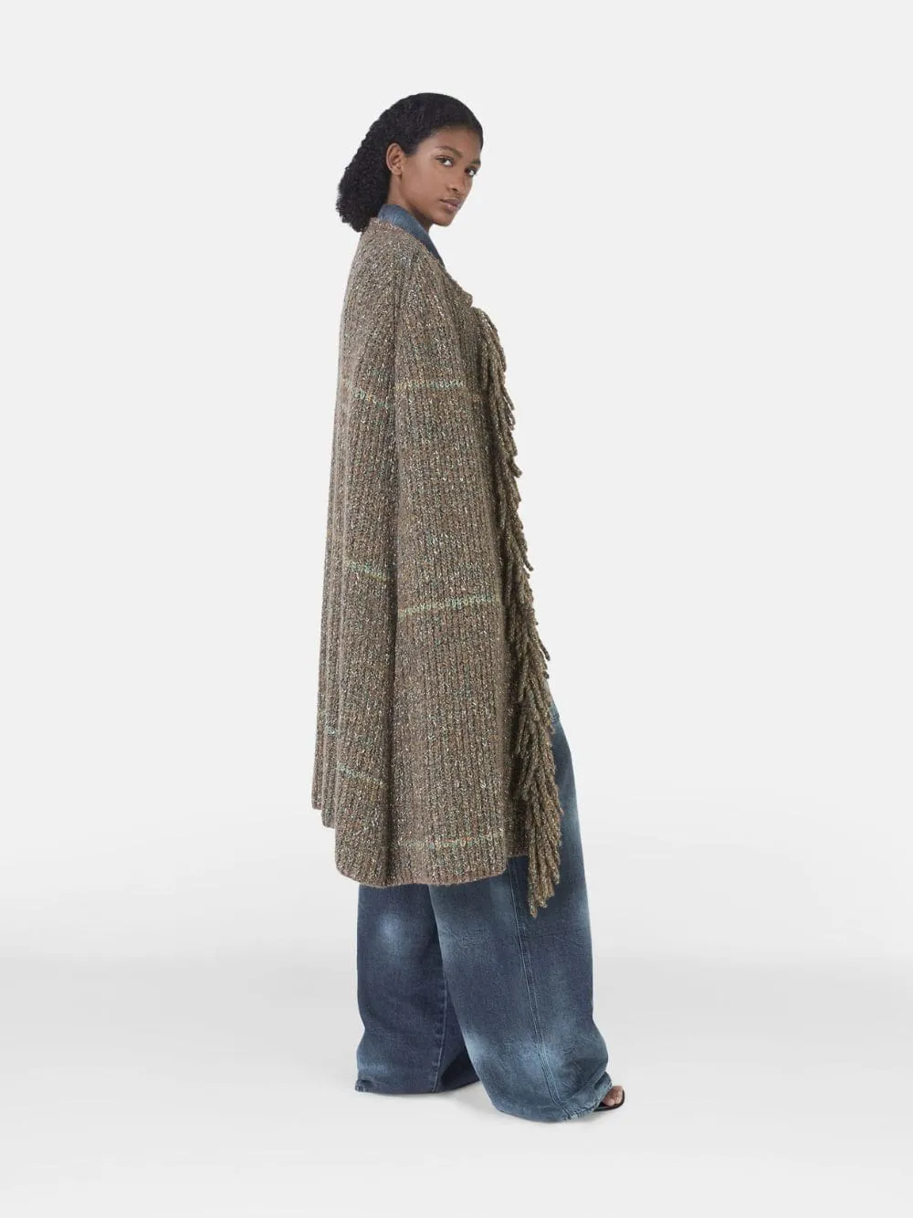 Tweed Knit Cape Coat