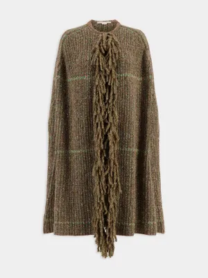 Tweed Knit Cape Coat