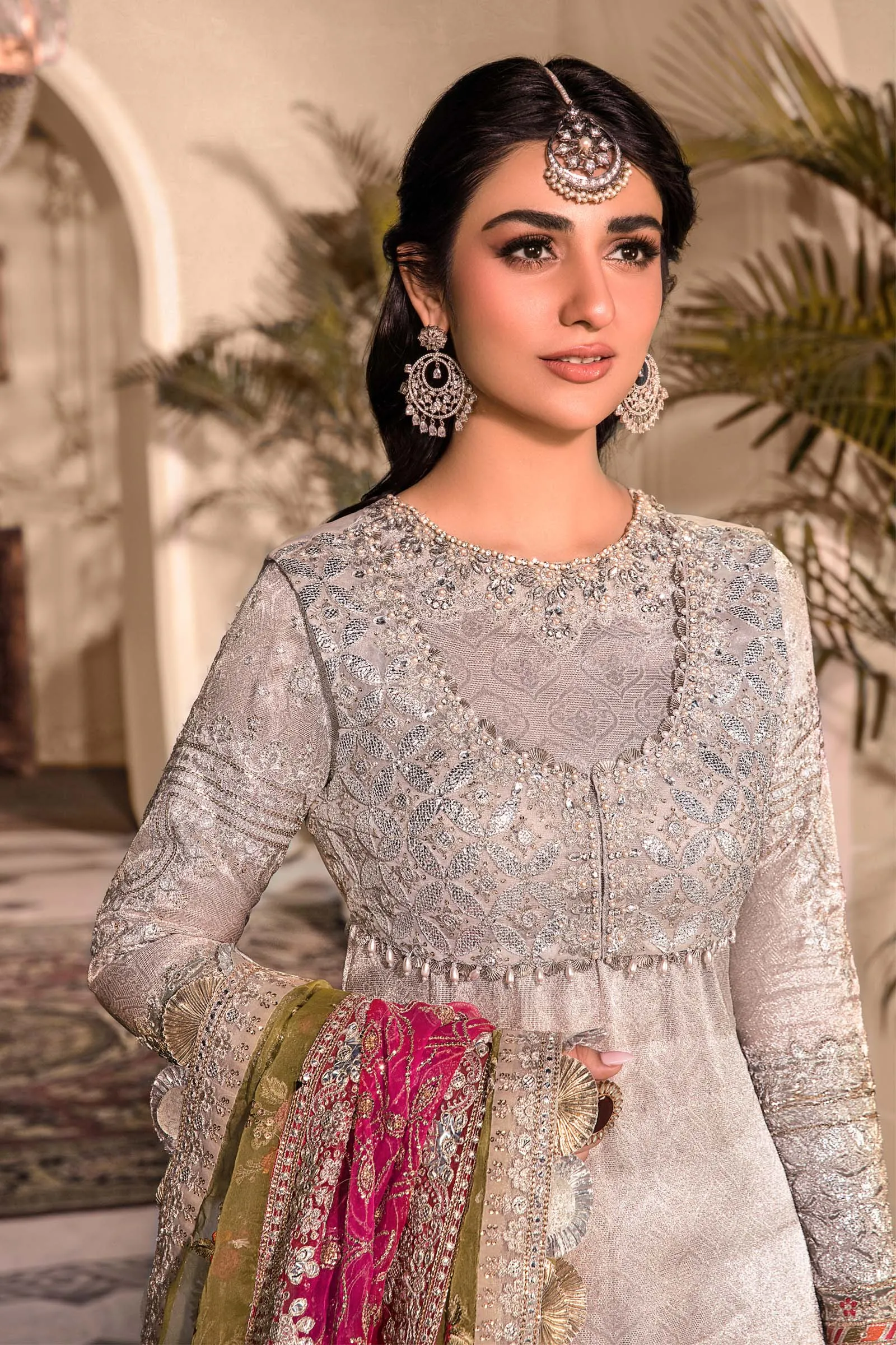 Unstitched MBROIDERED - Silver BD-2601 | Maria B Mbroidered Heritage Luxury Edition 2023 | Unstitched Embroidered Organza Suits