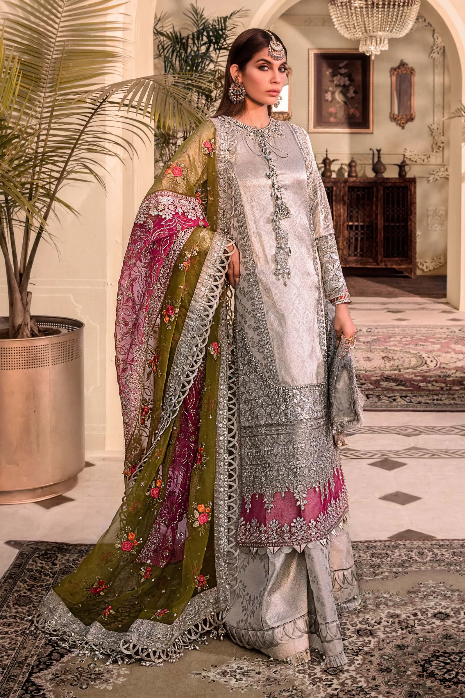 Unstitched MBROIDERED - Silver BD-2601 | Maria B Mbroidered Heritage Luxury Edition 2023 | Unstitched Embroidered Organza Suits