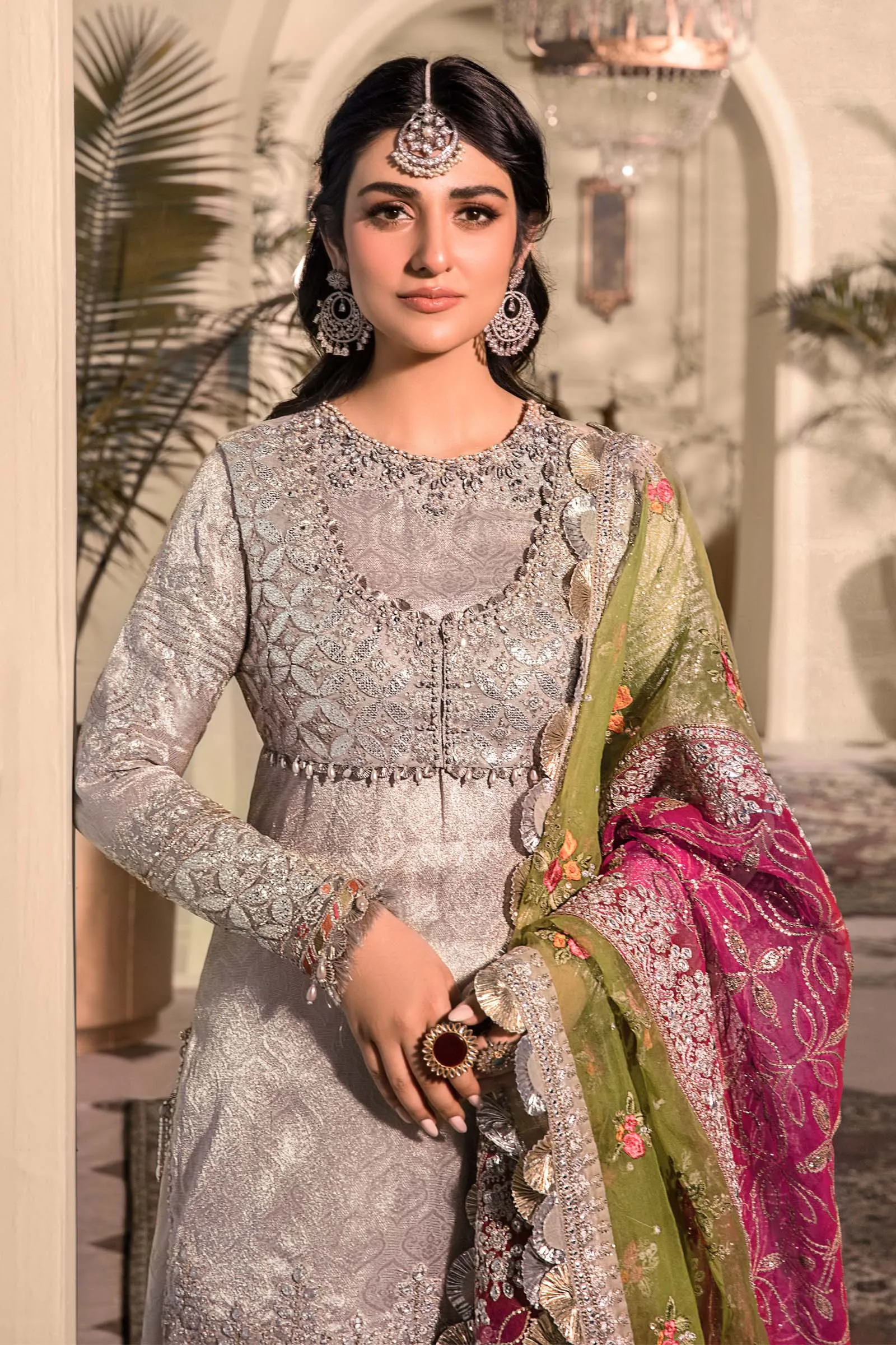 Unstitched MBROIDERED - Silver BD-2601 | Maria B Mbroidered Heritage Luxury Edition 2023 | Unstitched Embroidered Organza Suits