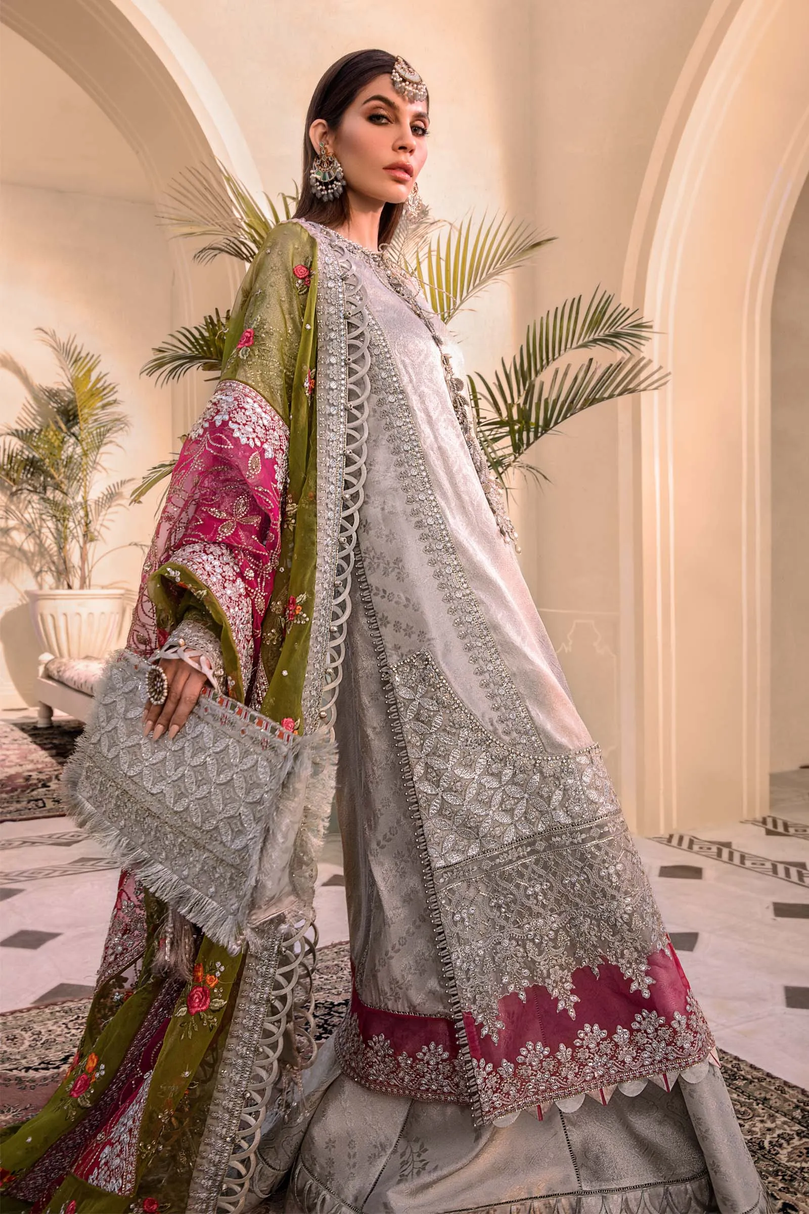 Unstitched MBROIDERED - Silver BD-2601 | Maria B Mbroidered Heritage Luxury Edition 2023 | Unstitched Embroidered Organza Suits