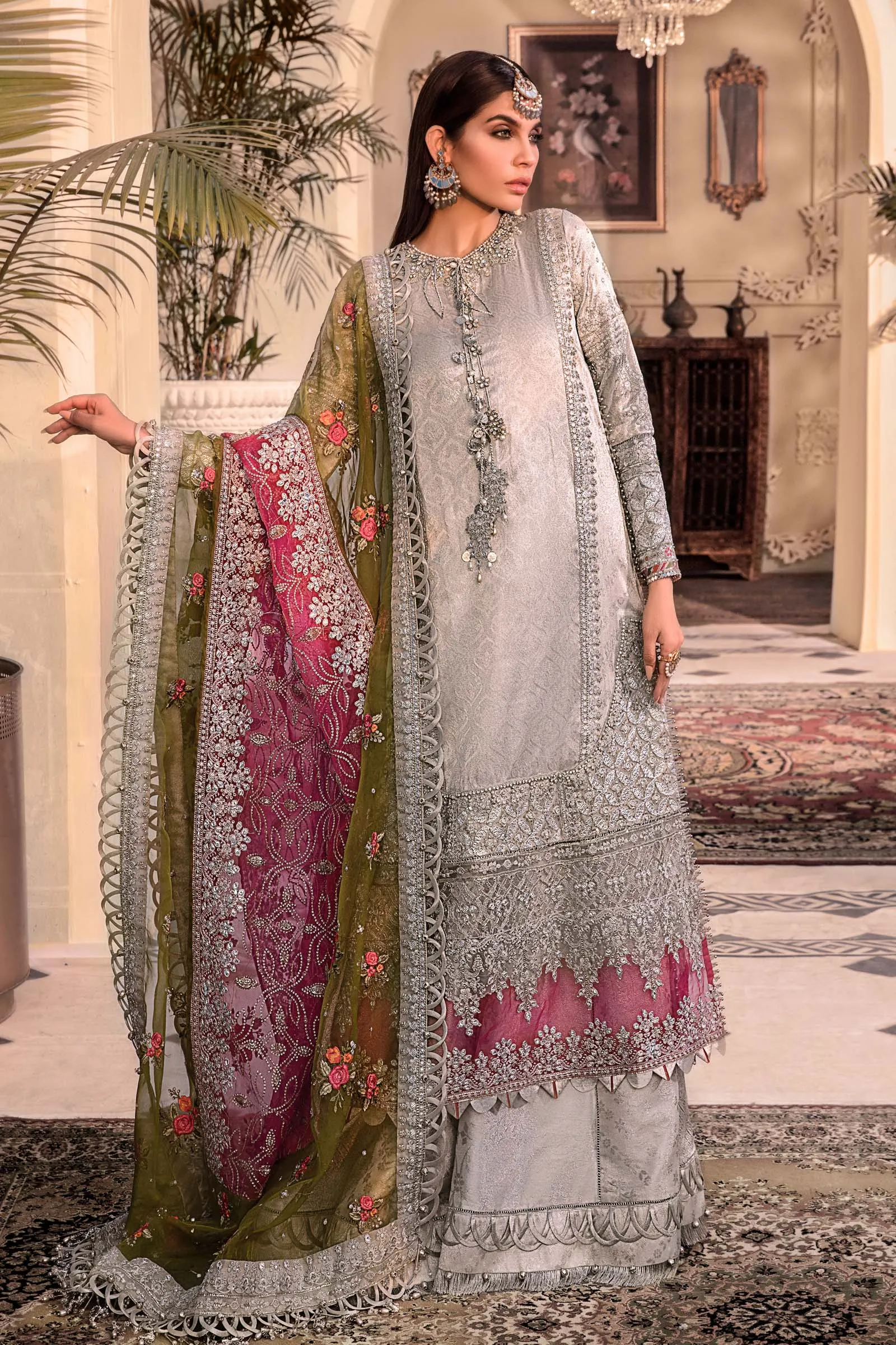 Unstitched MBROIDERED - Silver BD-2601 | Maria B Mbroidered Heritage Luxury Edition 2023 | Unstitched Embroidered Organza Suits
