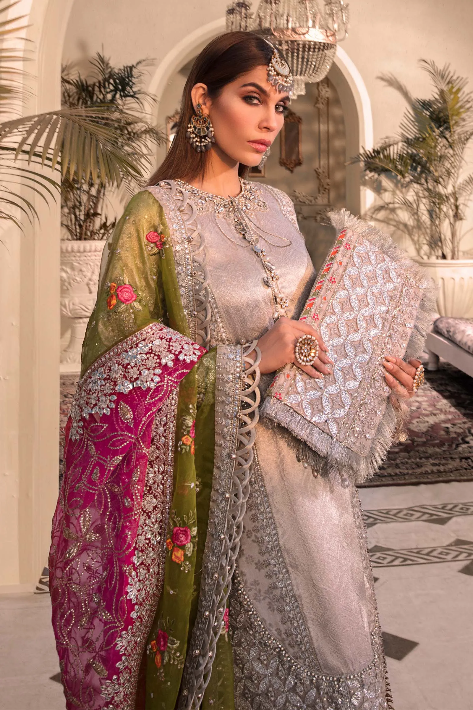Unstitched MBROIDERED - Silver BD-2601 | Maria B Mbroidered Heritage Luxury Edition 2023 | Unstitched Embroidered Organza Suits