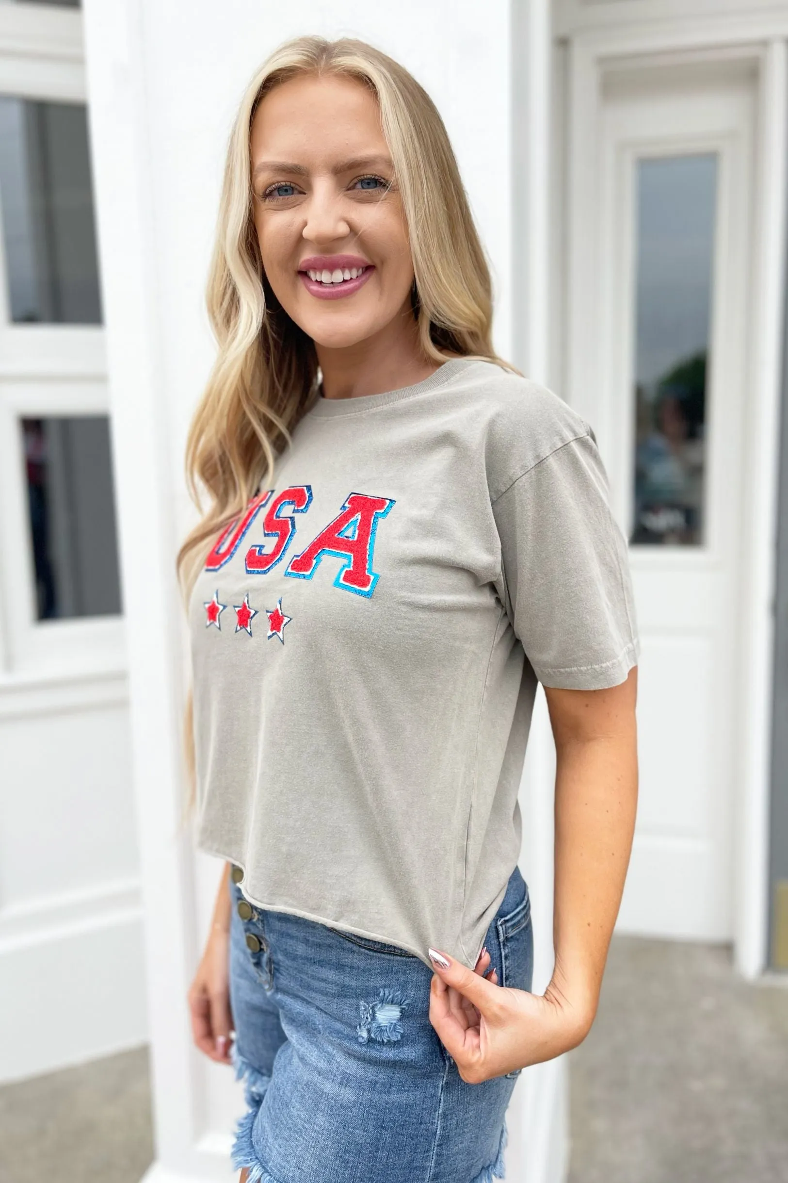 USA Patches Short Sleeve Top
