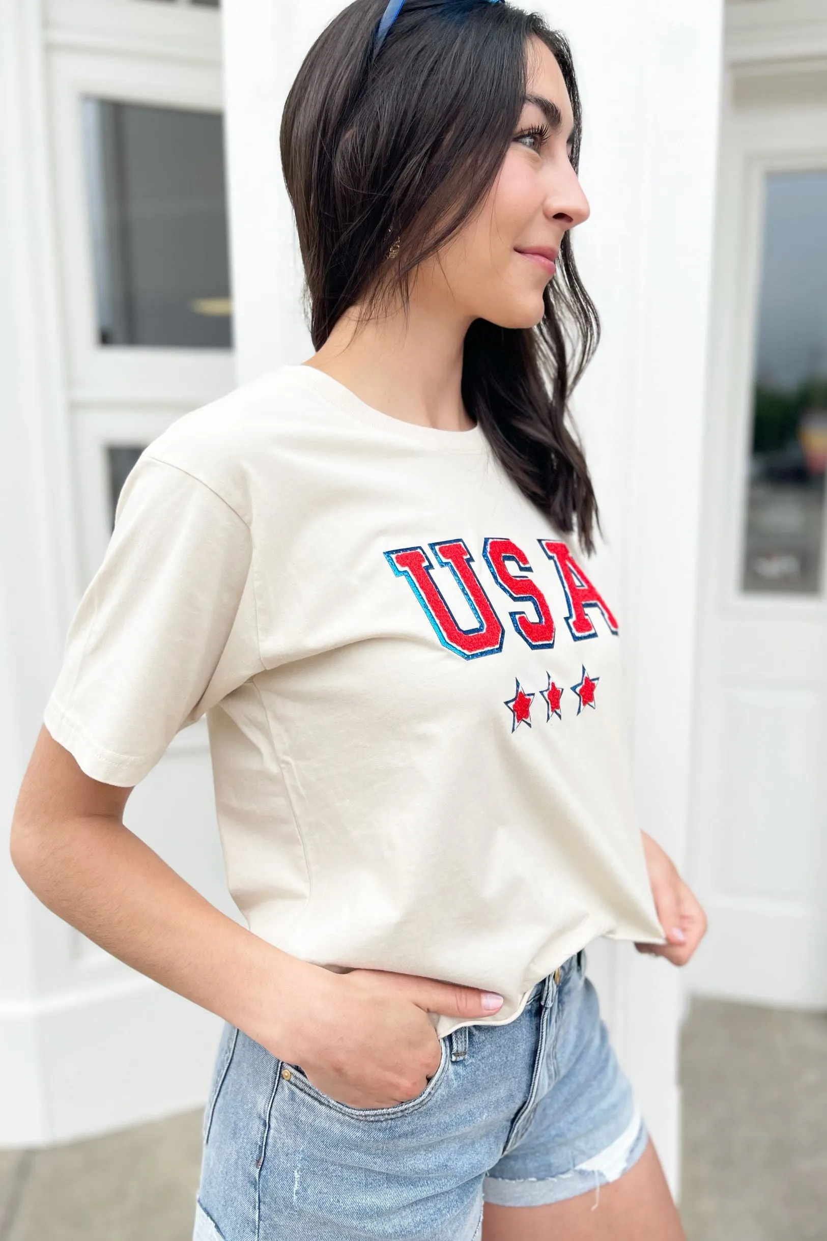 USA Patches Short Sleeve Top