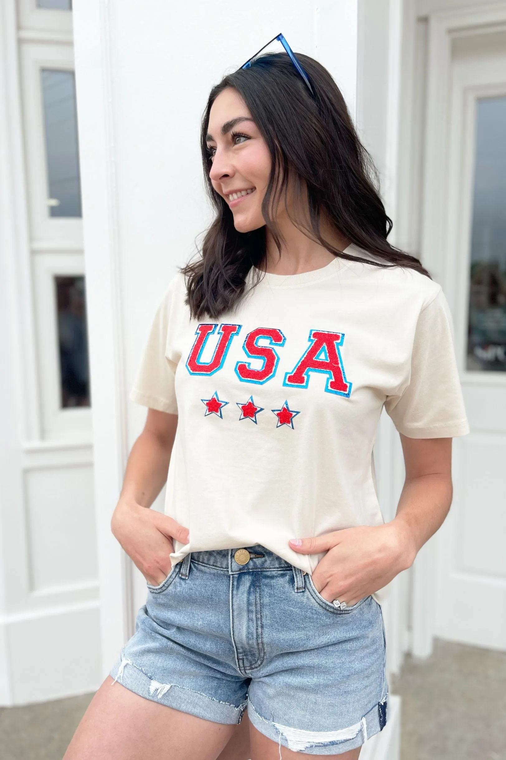USA Patches Short Sleeve Top
