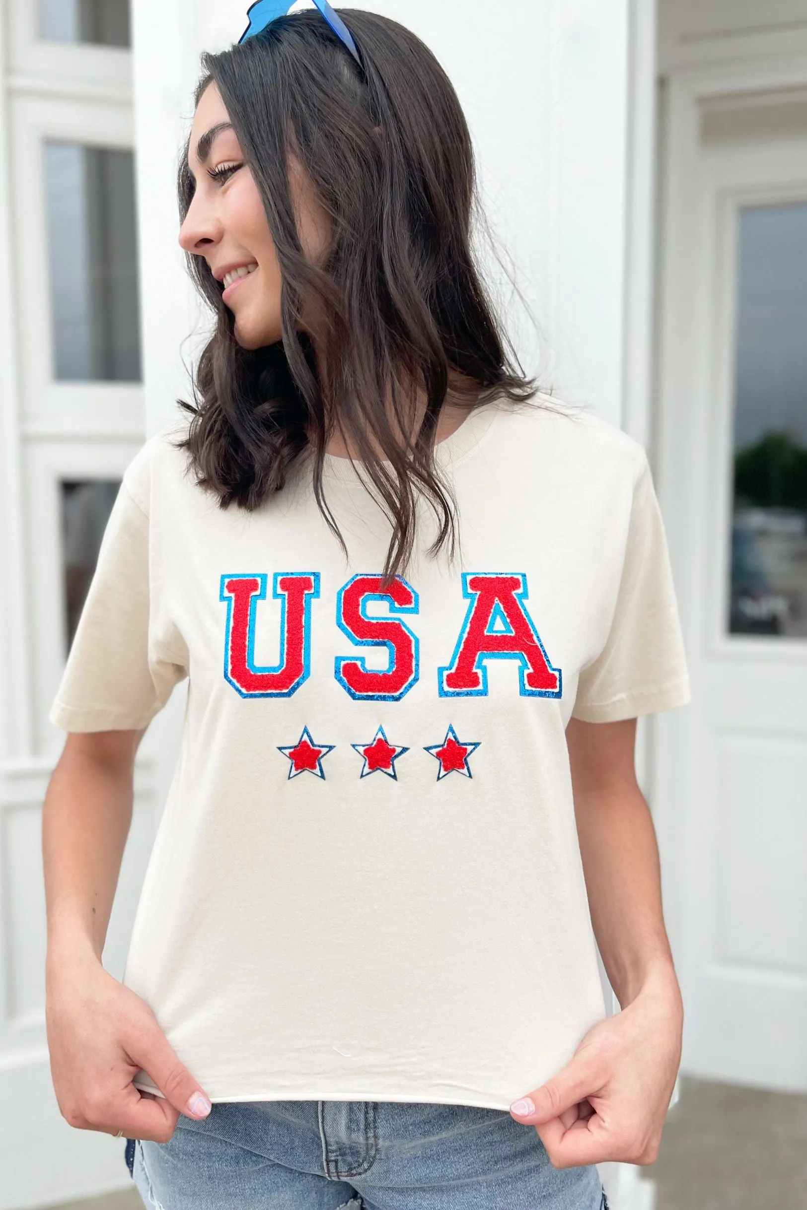 USA Patches Short Sleeve Top