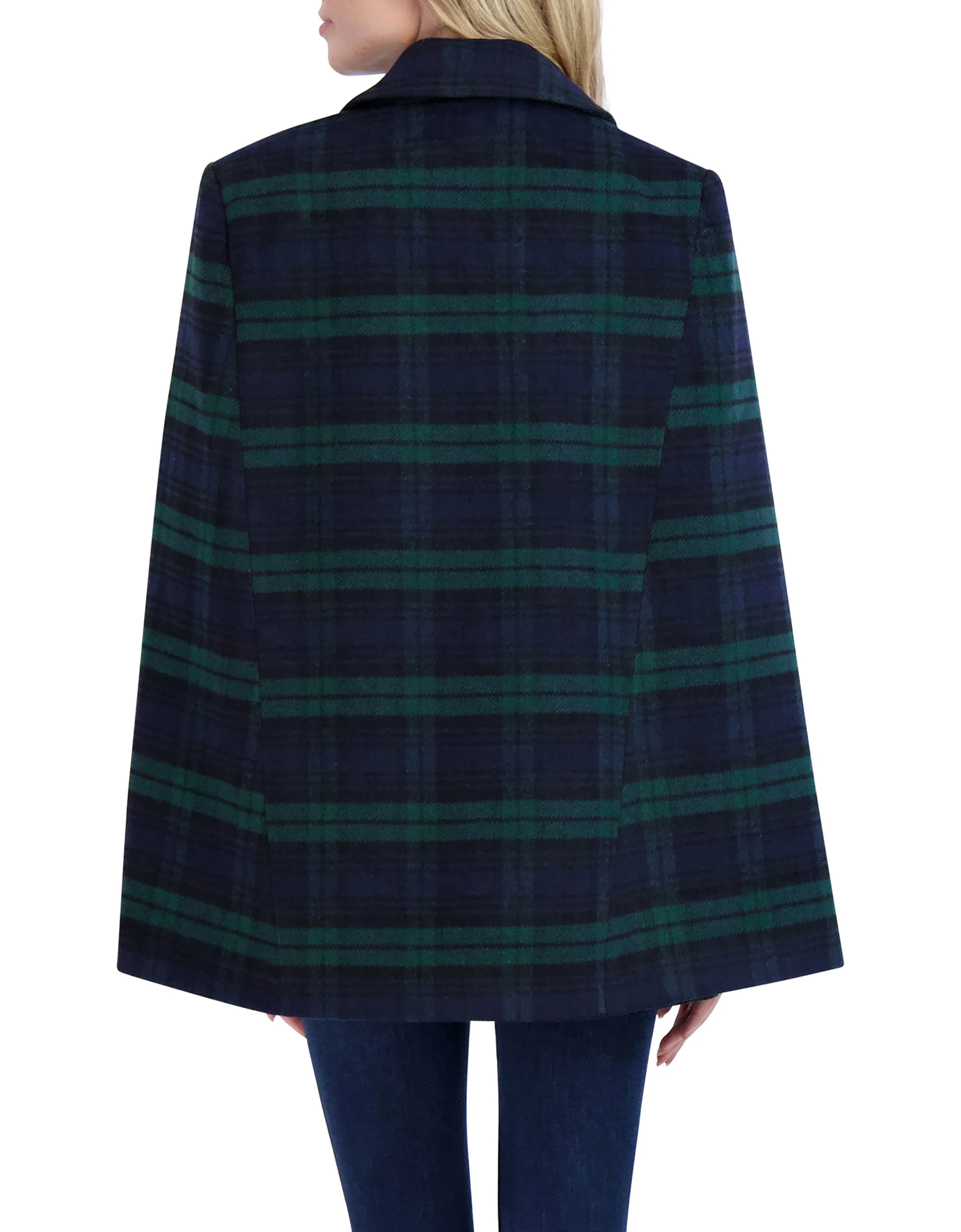 Vegan Cashmere Plaid Cape Jacket